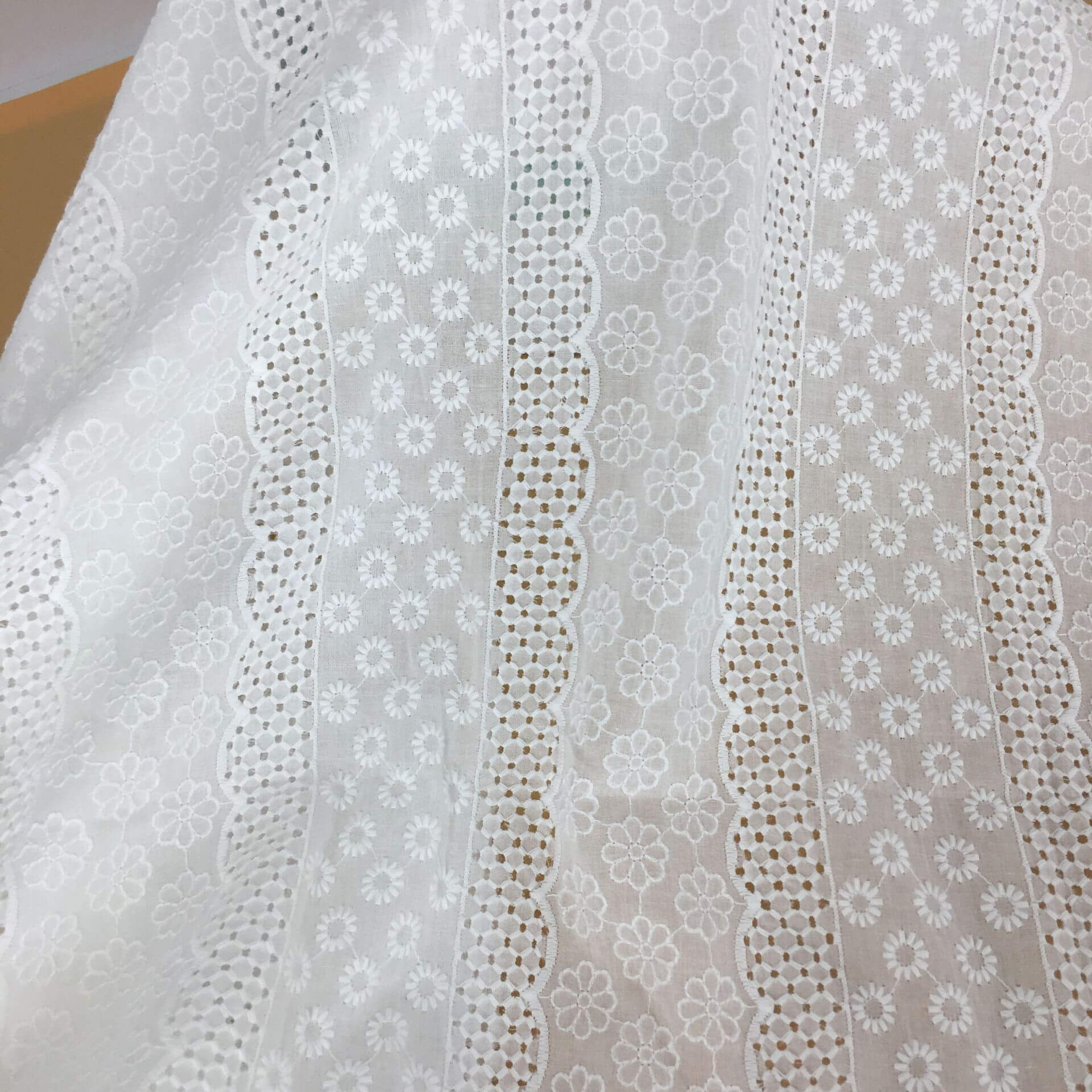 Water Soluble Lace Embroidered Fabric Eyelet Polyester for Apparel Who 5